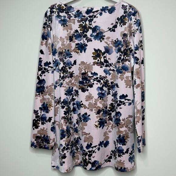 J. Jill Pure Jill Velour Tunic Top Size S Floral Print Long Sleeve Hip Pocket - Picture 6 of 9